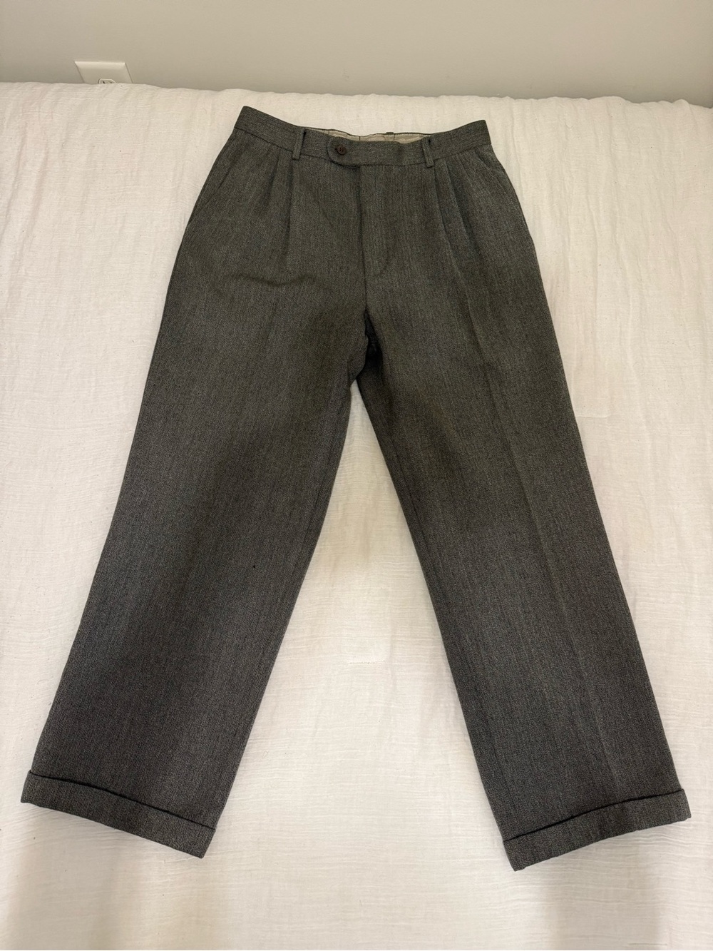 Zanella 30W Brown/Grey Pleated Dress Pants